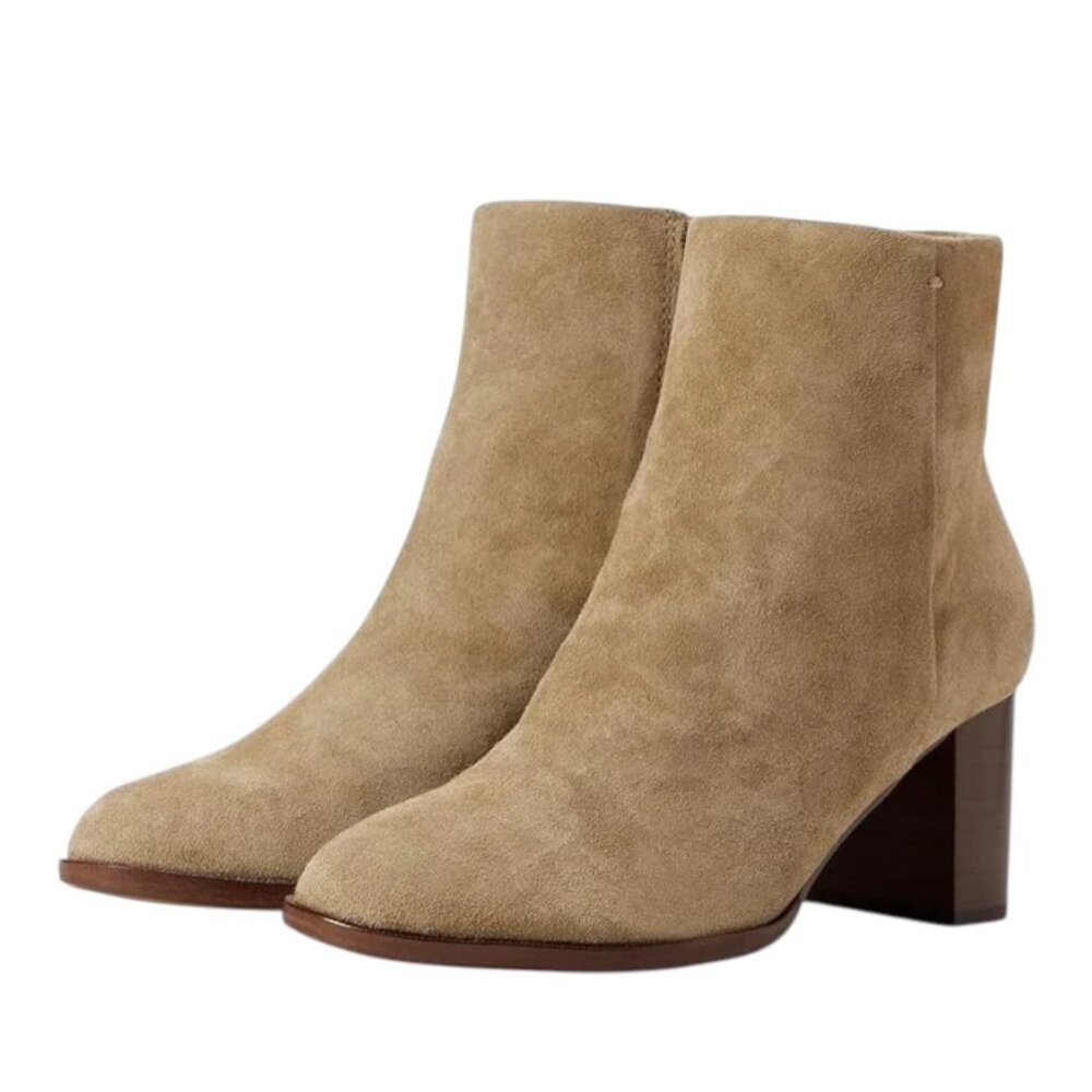 Madewell The Mira Side-Seam Ankle Boots in Oiled Suede, Walnut Shell, Size 9.5